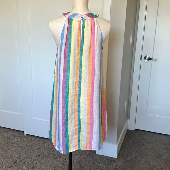 C&C California Linen Rainbow Stripe Halter Shift Dress-NWOT - Picture 4 of 13